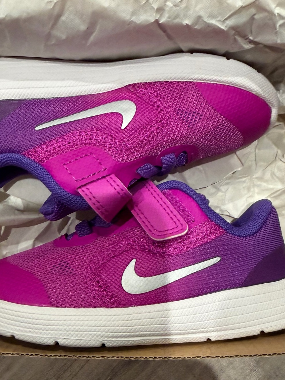 Nike Kids Pink and Purple Velcro Mesh Sneakers